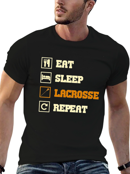 Camiseta Negra Lacrosse: Come Duerme Lacrosse Repite