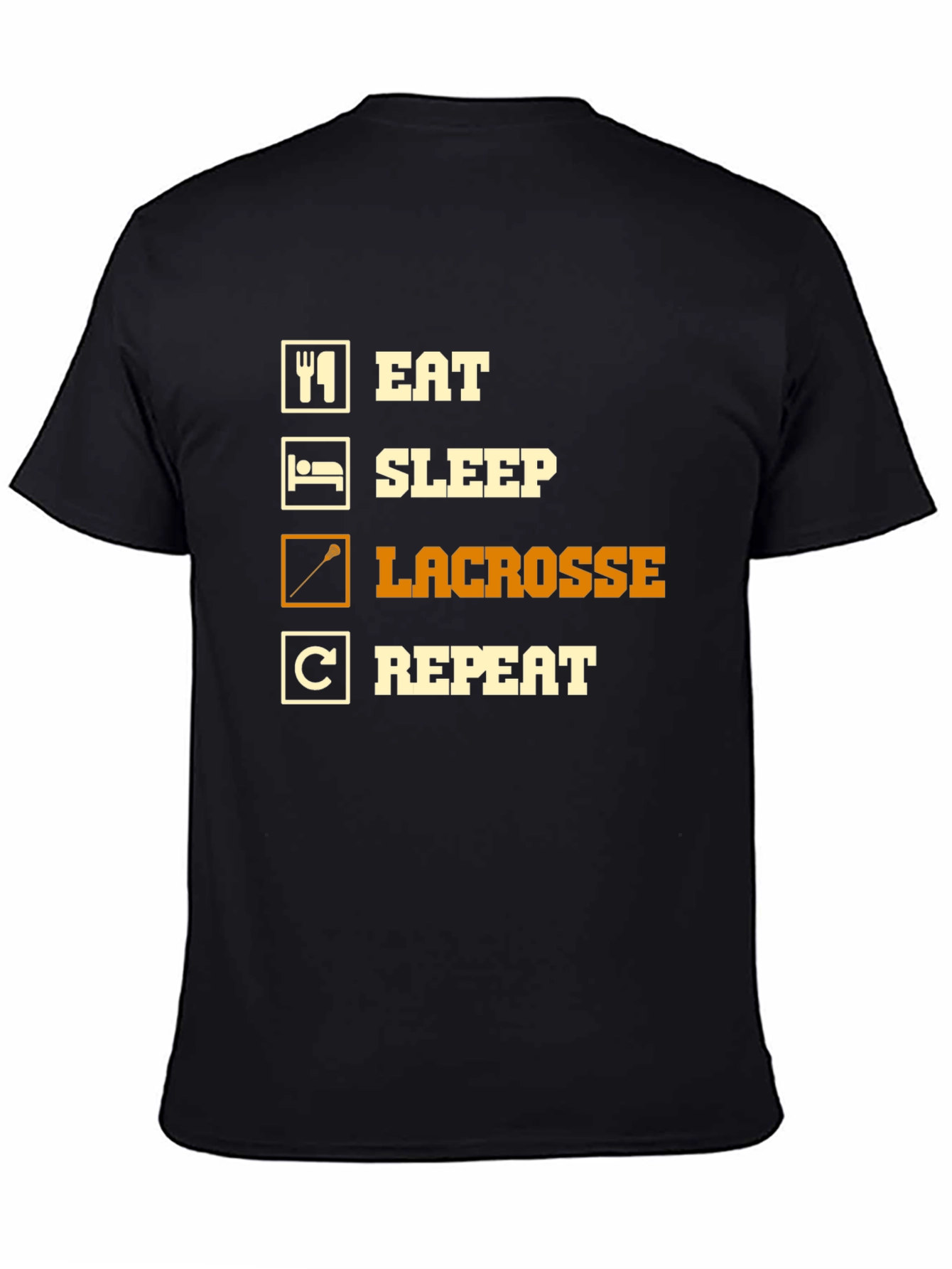 Camiseta Negra Lacrosse: Come Duerme Lacrosse Repite