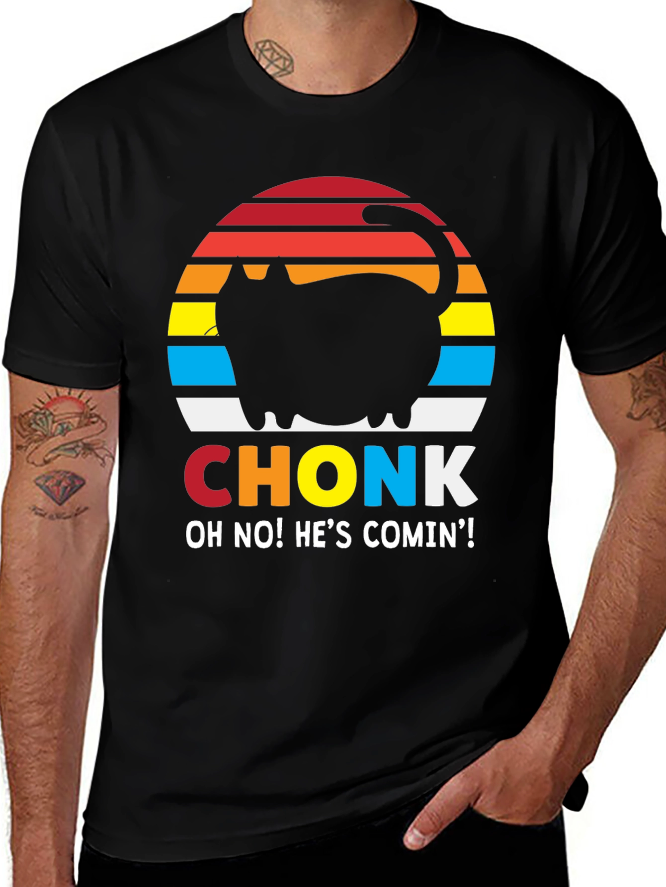 Camiseta Hombre CHONK: ¡Gato Divertido!