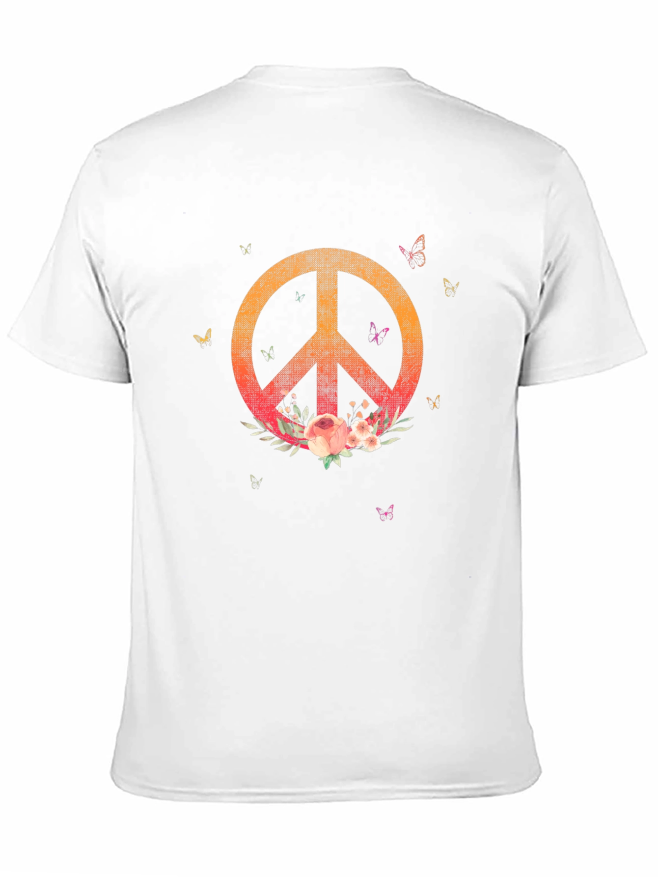 Camiseta Negra con Símbolo de Paz Floral