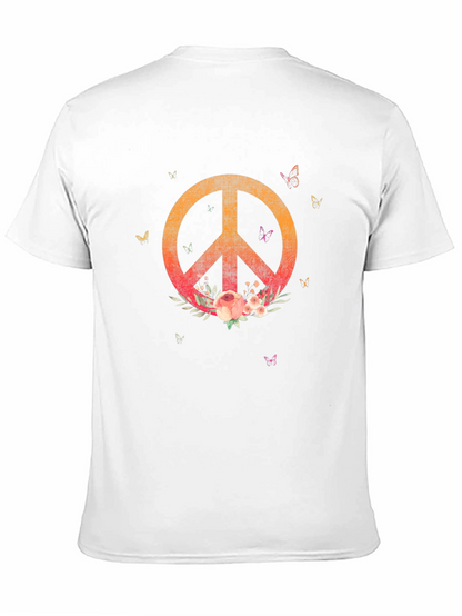 Camiseta Negra con Símbolo de Paz Floral
