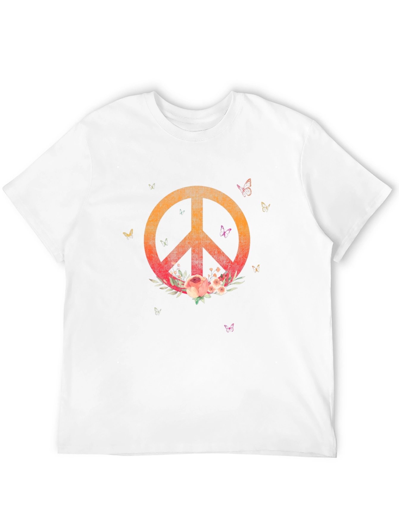 Camiseta Negra con Símbolo de Paz Floral
