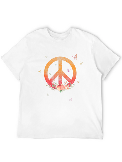 Camiseta Negra con Símbolo de Paz Floral