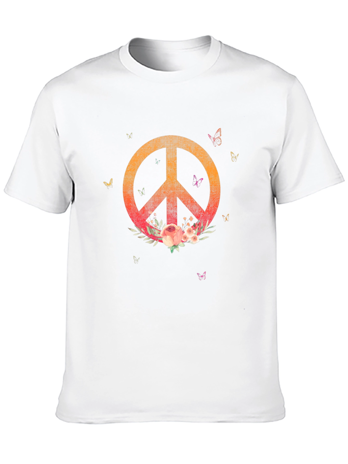 Camiseta Negra con Símbolo de Paz Floral