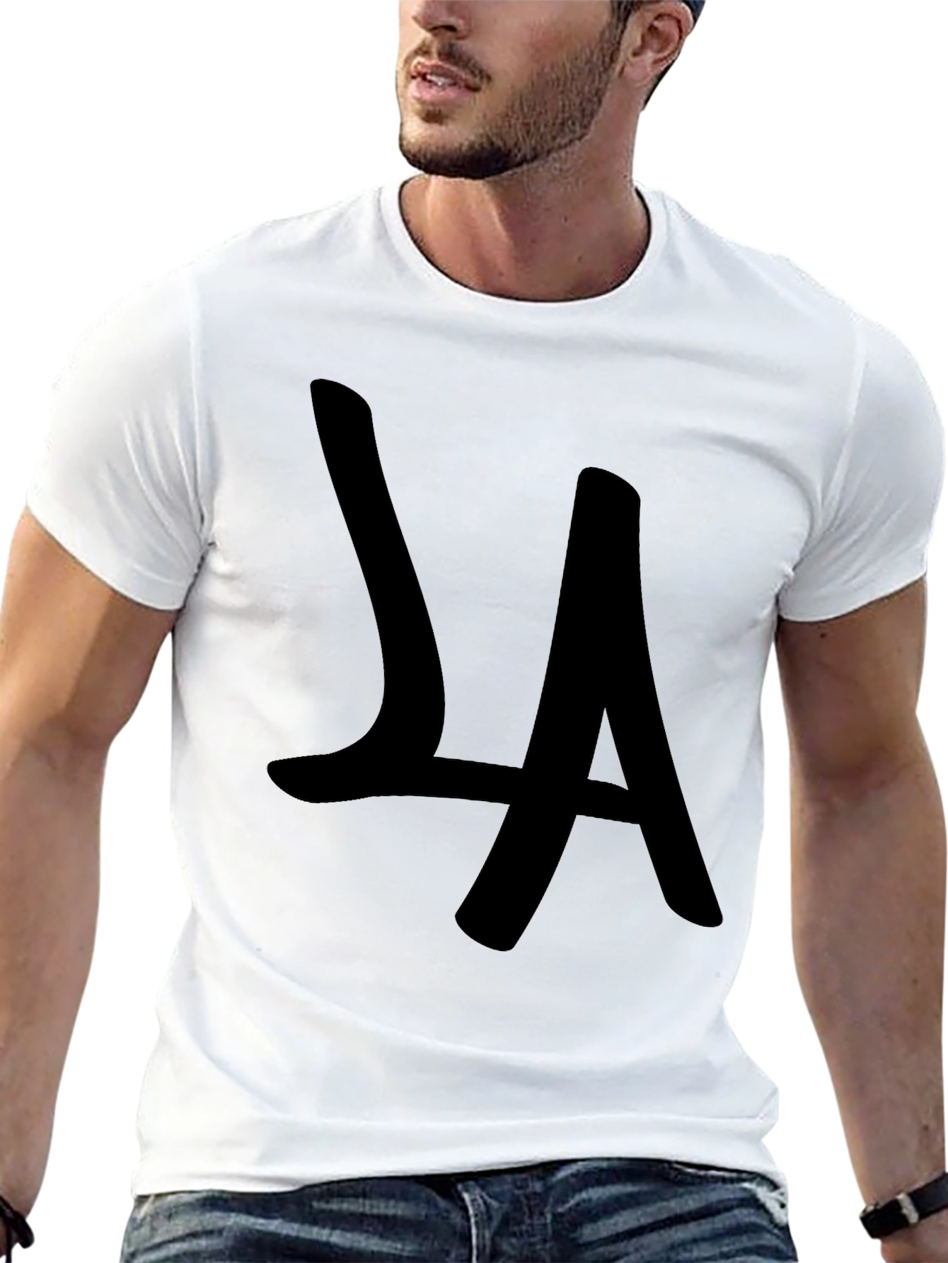 Camiseta Negra LA Estilo Casual
