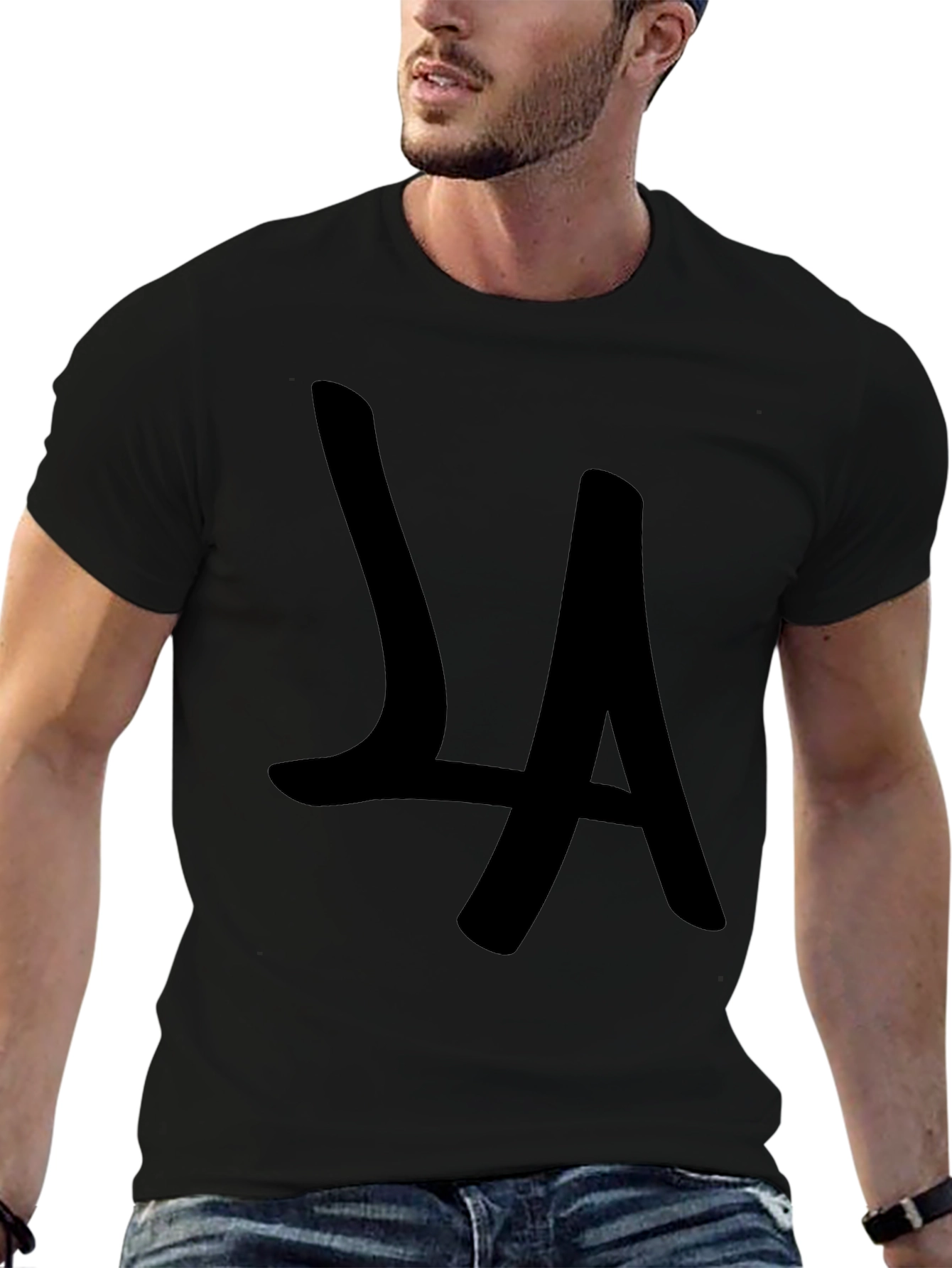 Camiseta Negra LA Estilo Casual