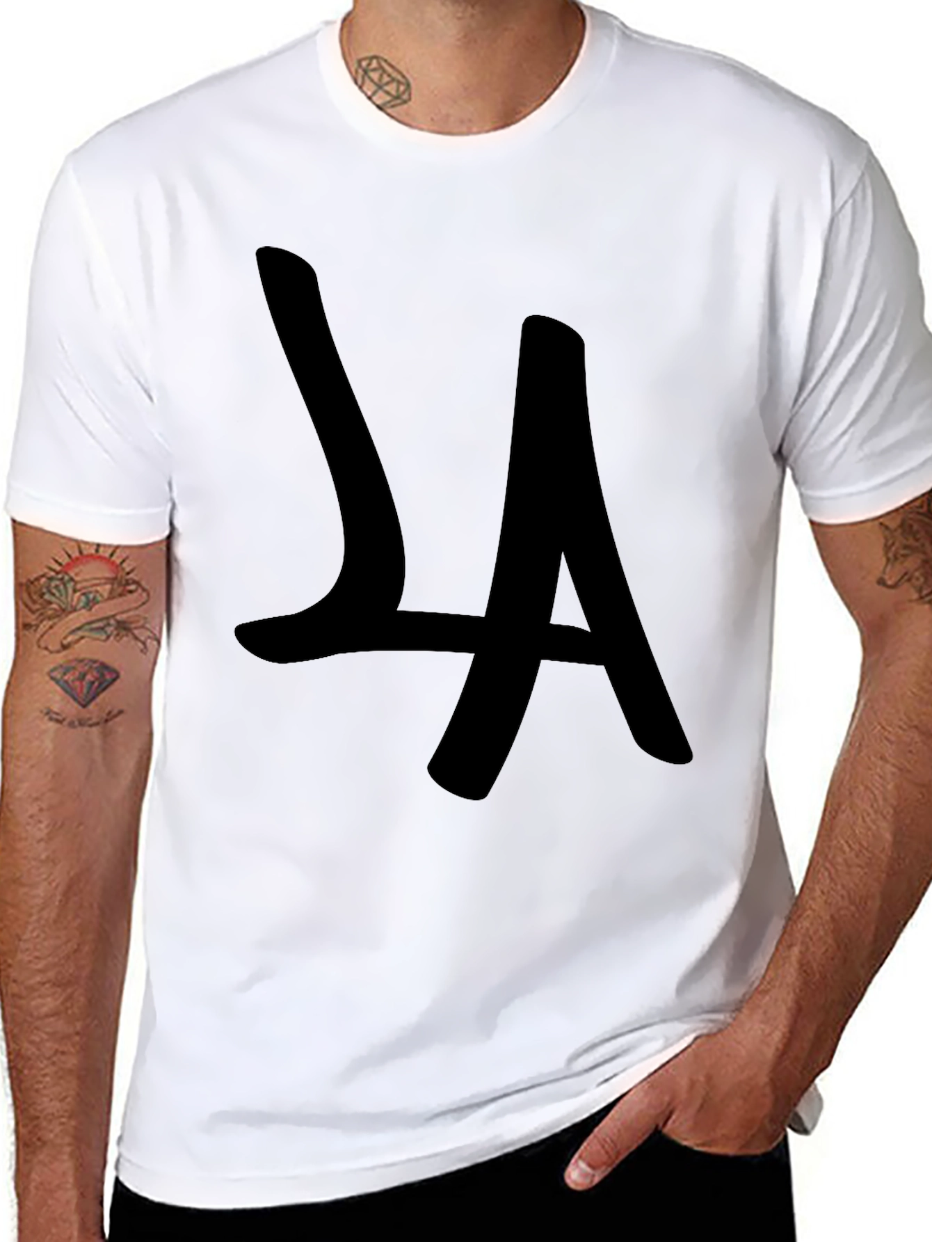 Camiseta Negra LA Estilo Casual