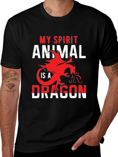 Camiseta Negra Mi Animal Espiritual es un Dragón