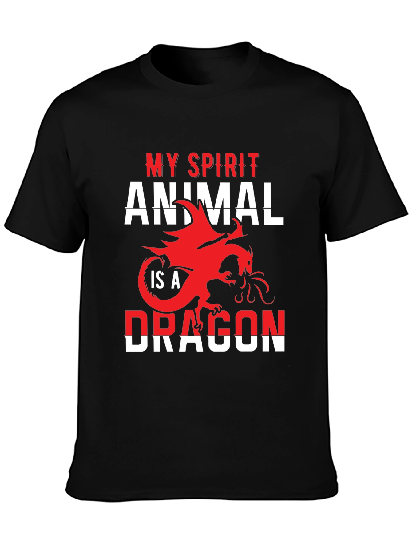 Camiseta Negra Mi Animal Espiritual es un Dragón