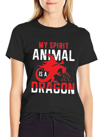 Camiseta Negra Mi Animal Espiritual es un Dragón