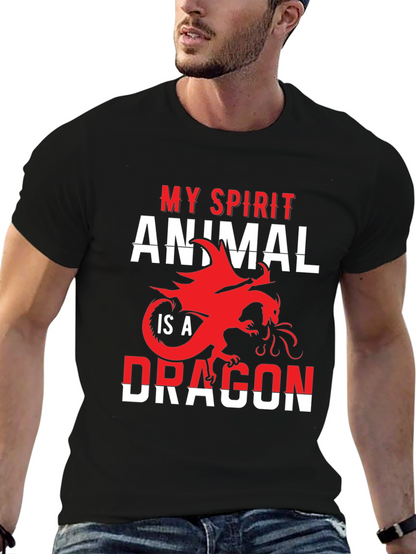 Camiseta Negra Mi Animal Espiritual es un Dragón