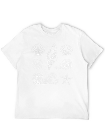 Camiseta Negra con Diseño de Conchas Marinas