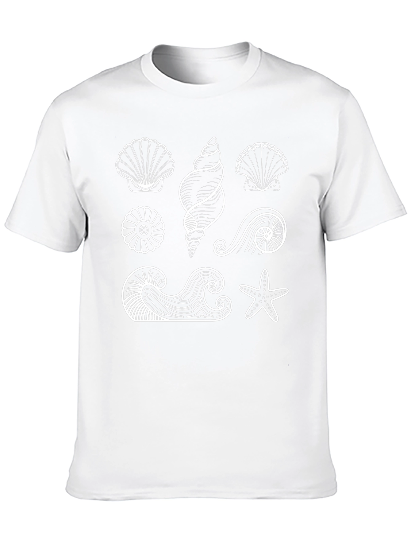 Camiseta Negra con Diseño de Conchas Marinas