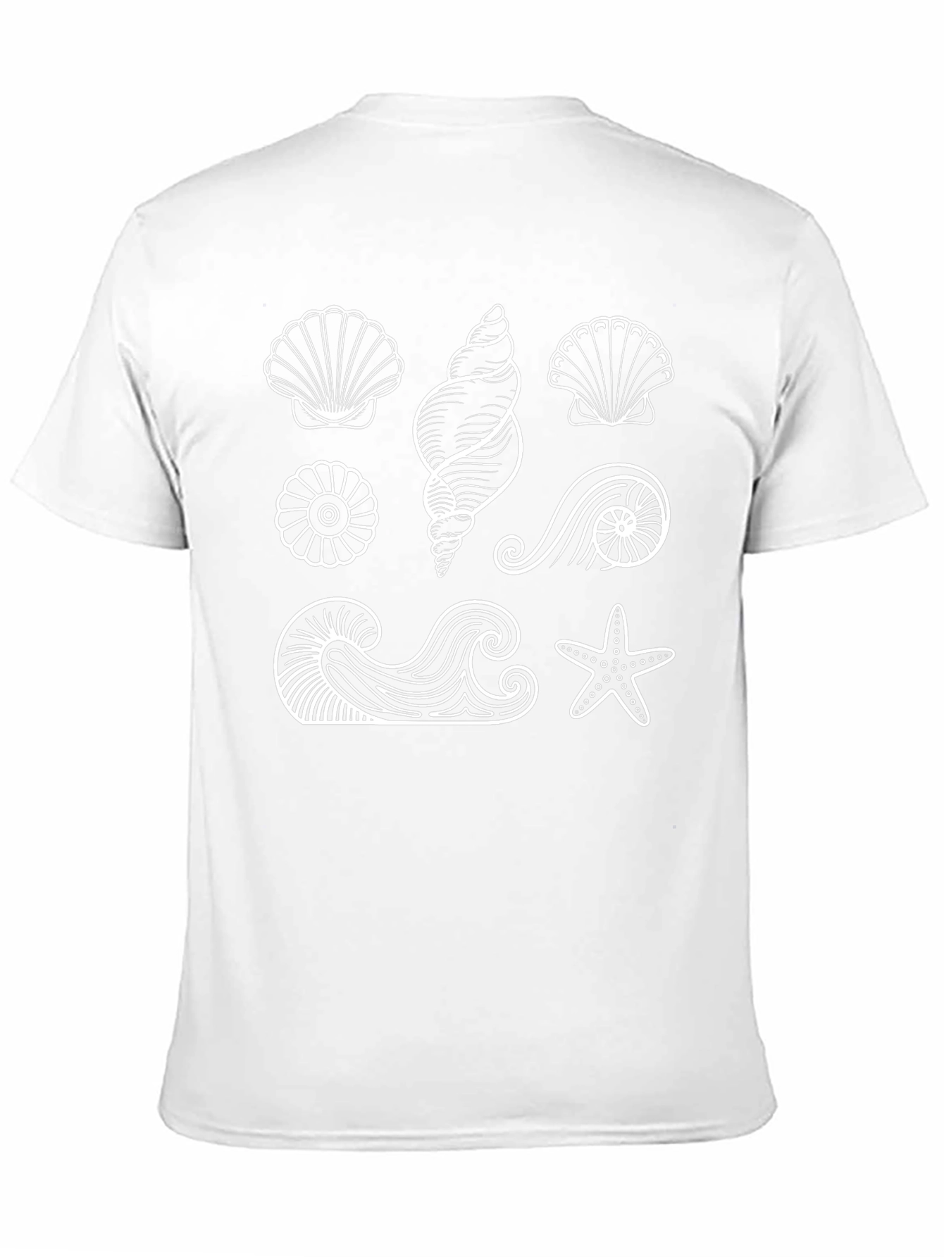 Camiseta Negra con Diseño de Conchas Marinas