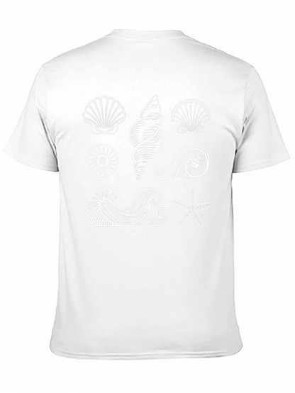 Camiseta Negra con Diseño de Conchas Marinas