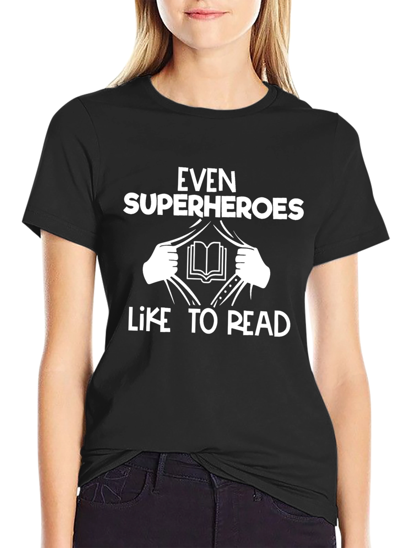 Camiseta Negra: Incluso los Superhéroes Leen