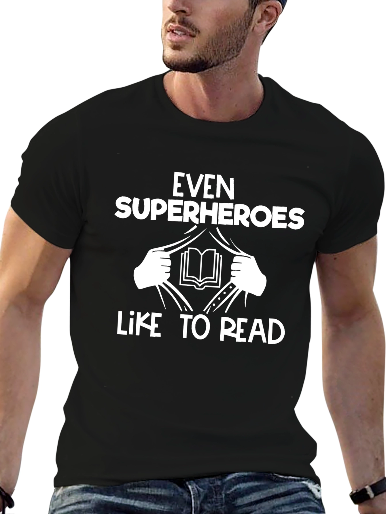 Camiseta Negra: Incluso los Superhéroes Leen
