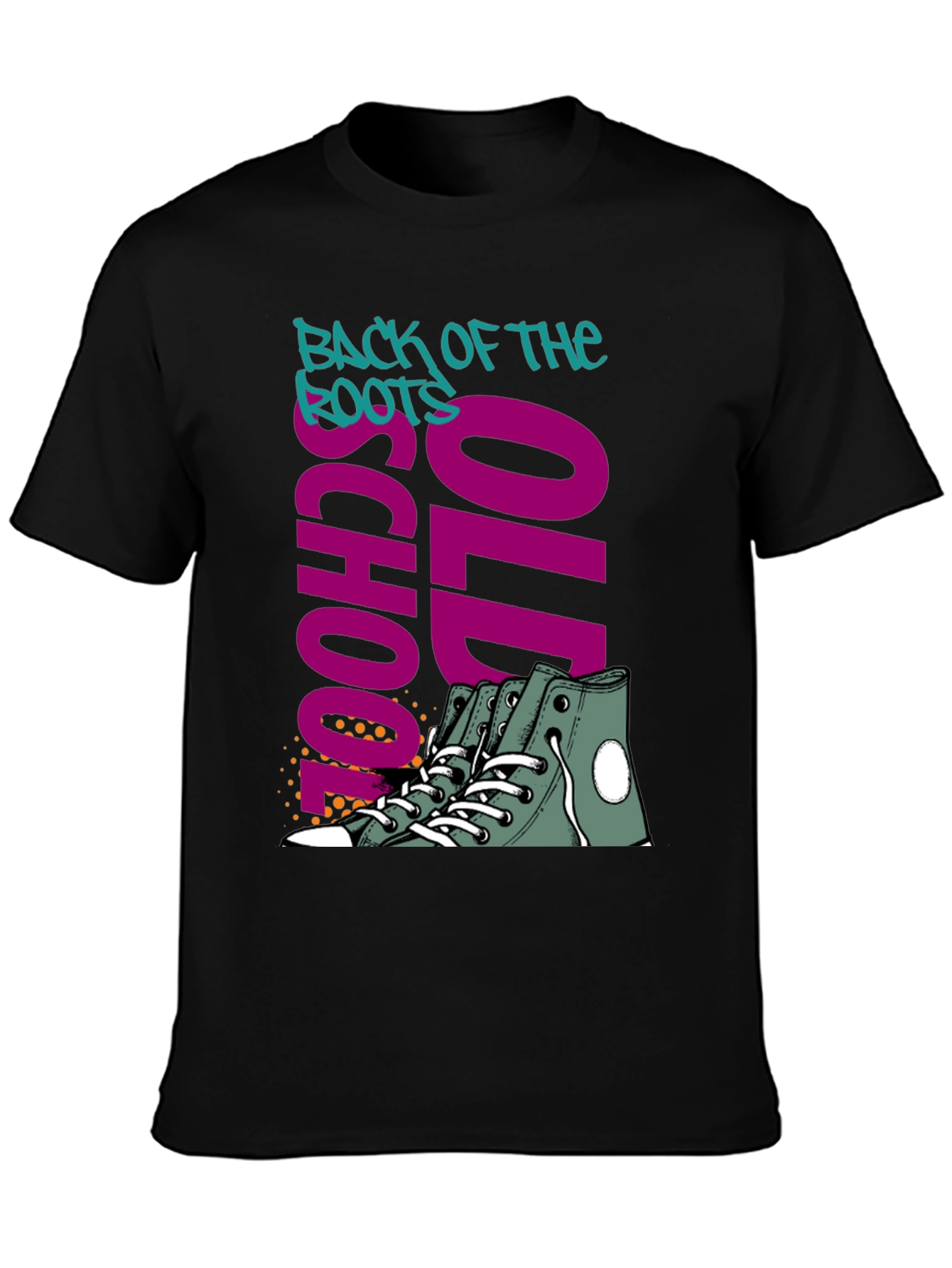 Camiseta Negra Old School Back of the Roots