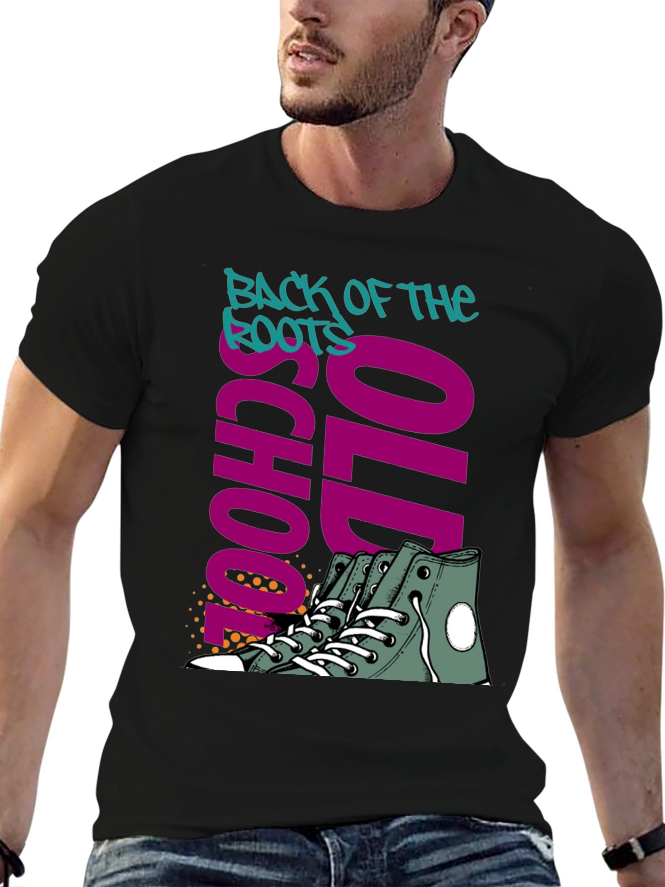Camiseta Negra Old School Back of the Roots
