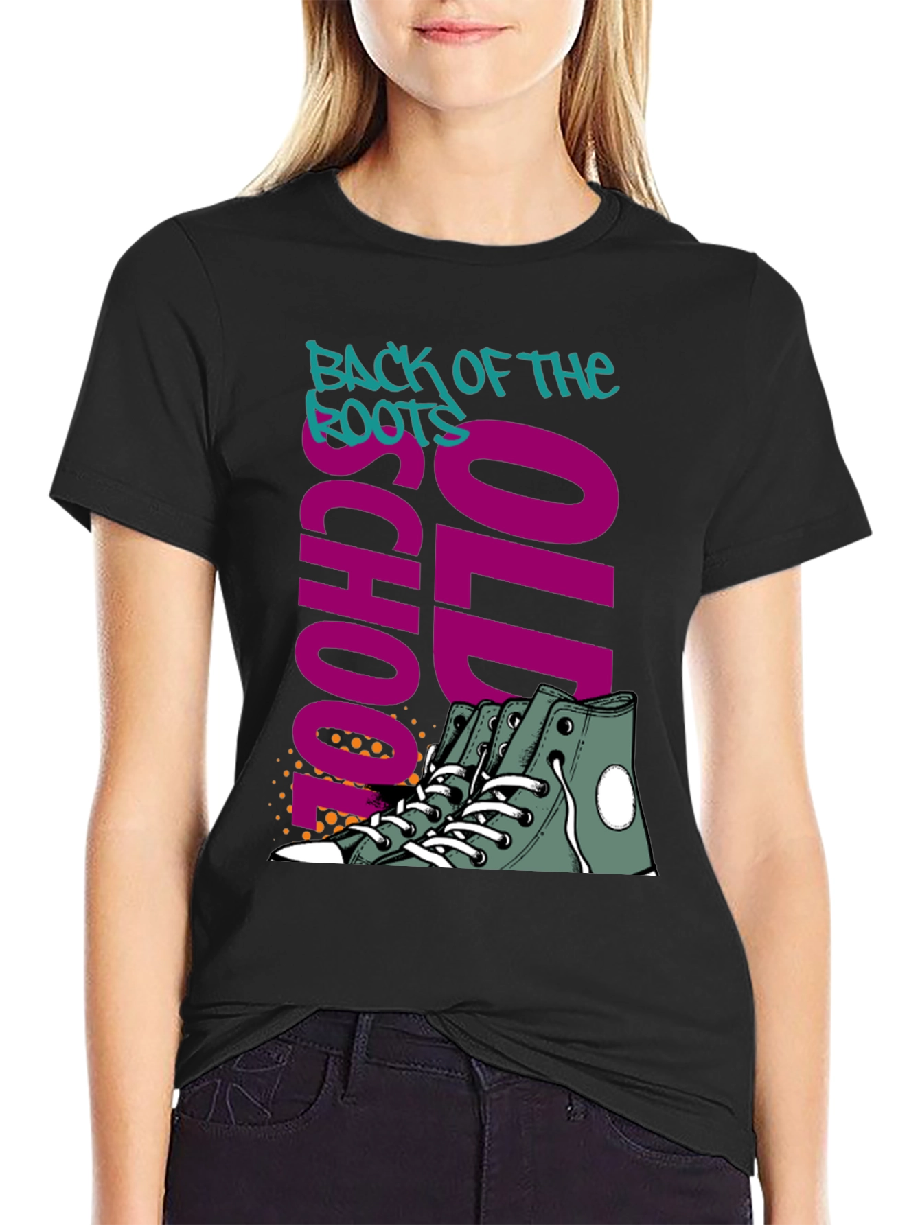 Camiseta Negra Old School Back of the Roots