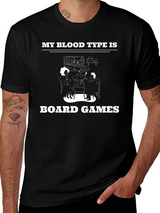 Camiseta Negra: Mi Tipo de Sangre es Juegos de Mesa