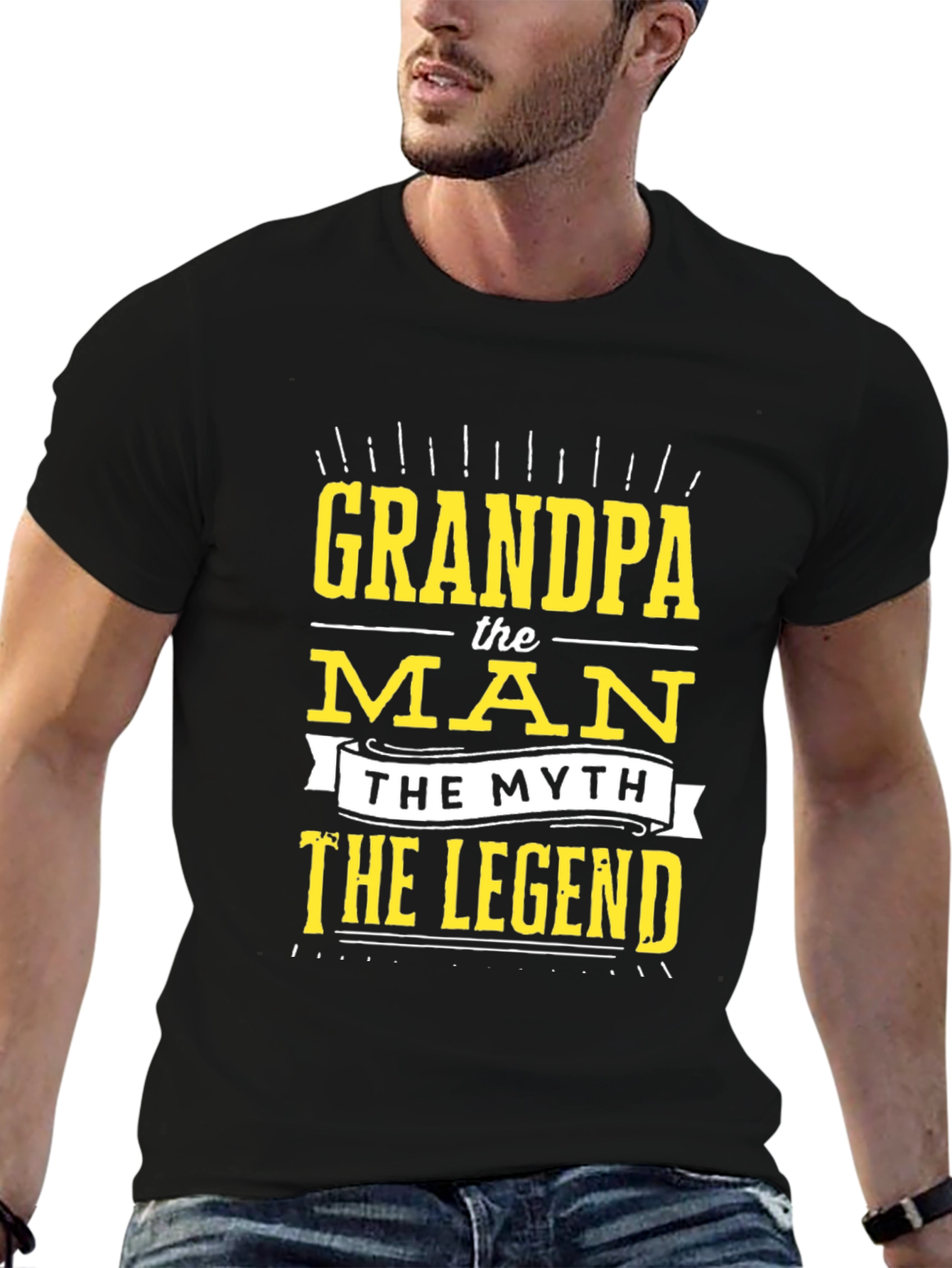 Camiseta Negra Grandpa the Man the Myth the Legend