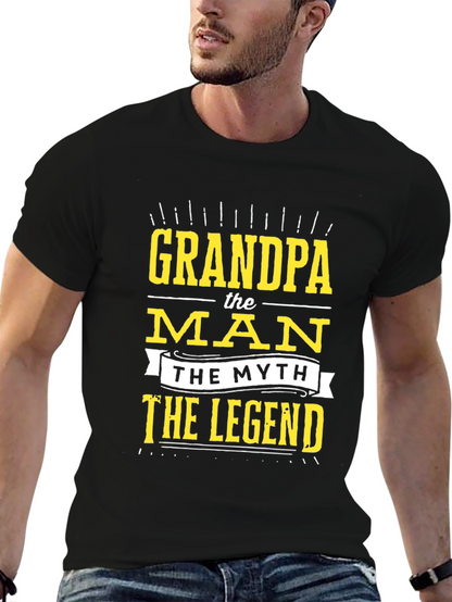 Camiseta Negra Grandpa the Man the Myth the Legend