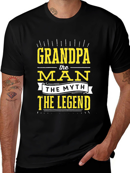 Camiseta Negra Grandpa the Man the Myth the Legend