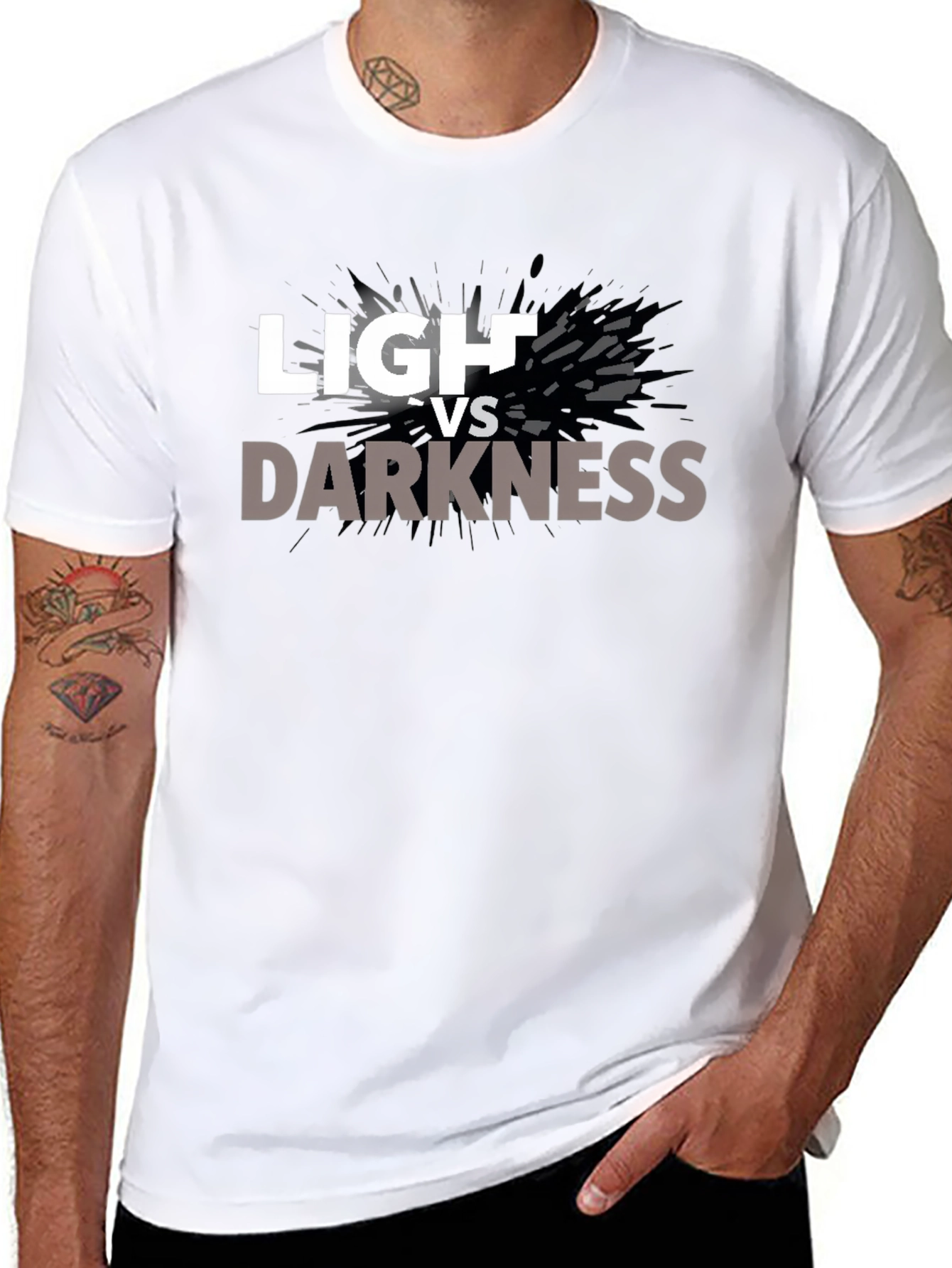 Camiseta Negra Luz vs Oscuridad para Hombre