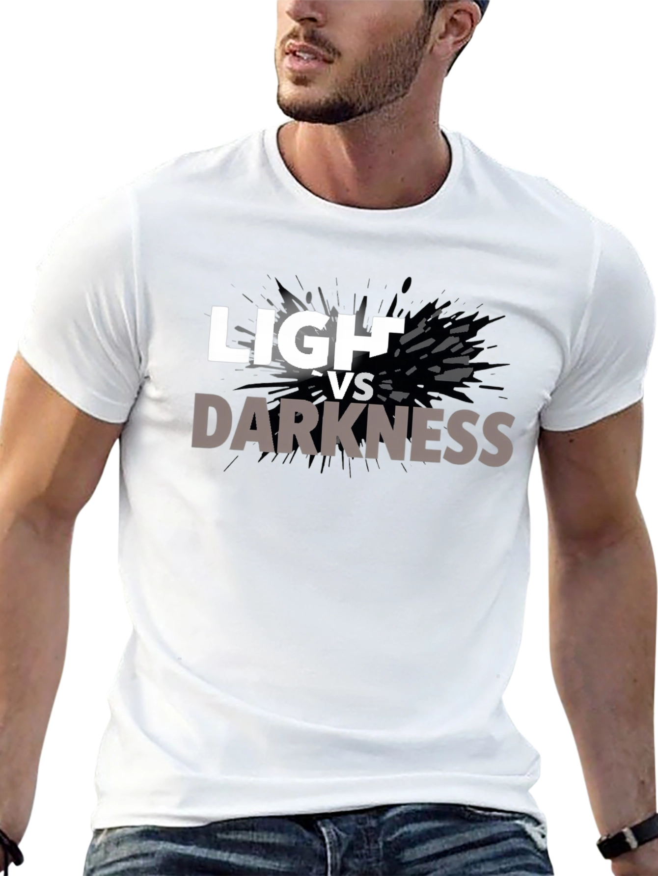 Camiseta Negra Luz vs Oscuridad para Hombre