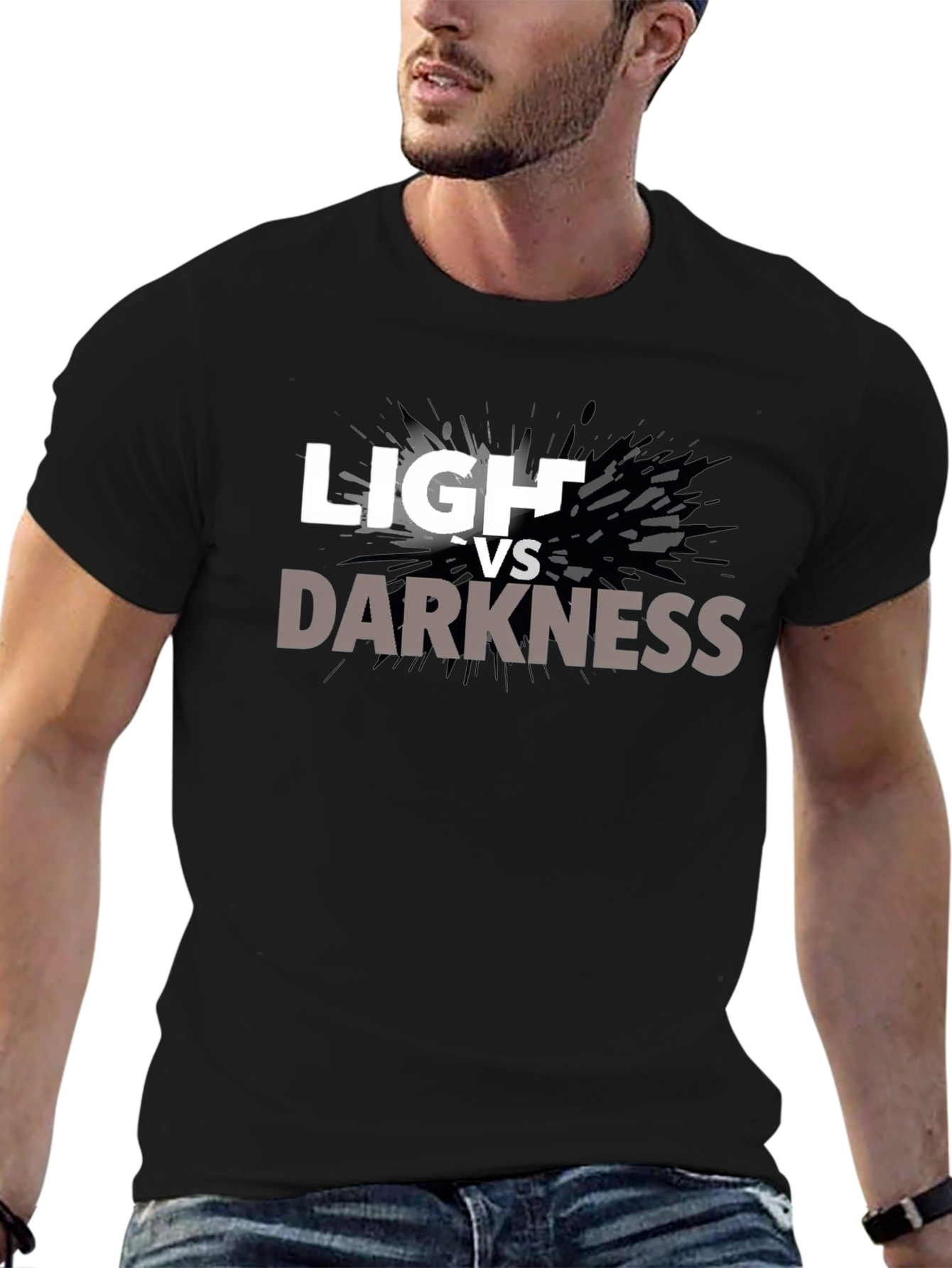 Camiseta Negra Luz vs Oscuridad para Hombre
