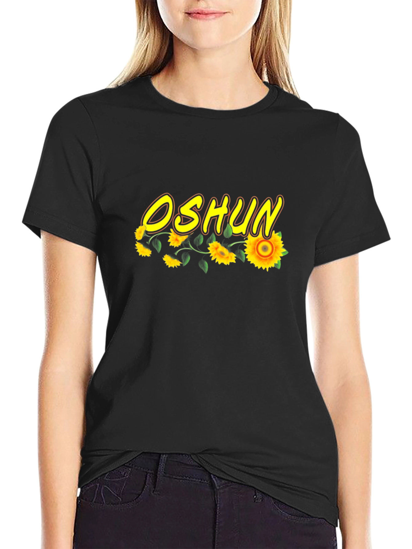 Camiseta Negra Oshun Girasoles