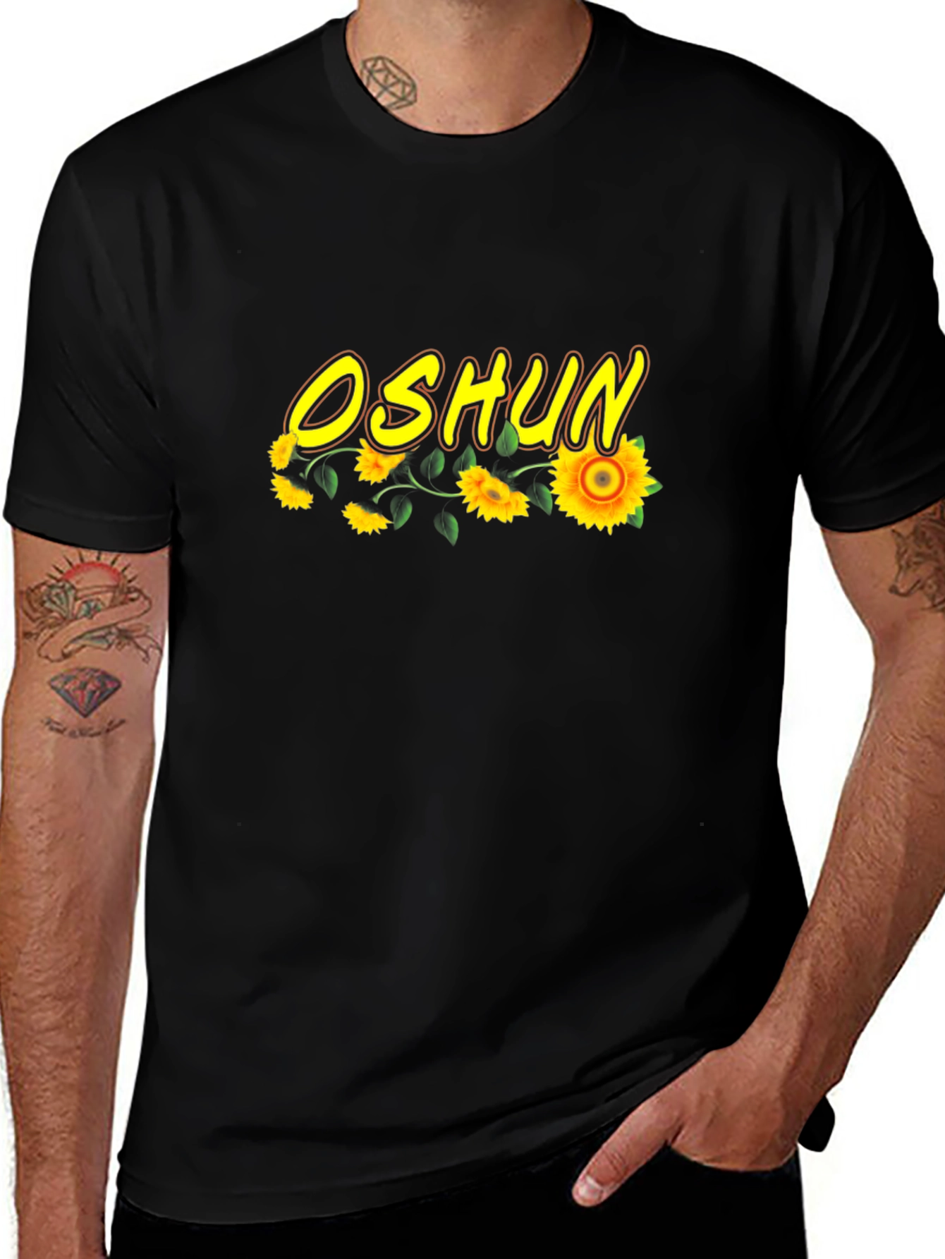 Camiseta Negra Oshun Girasoles
