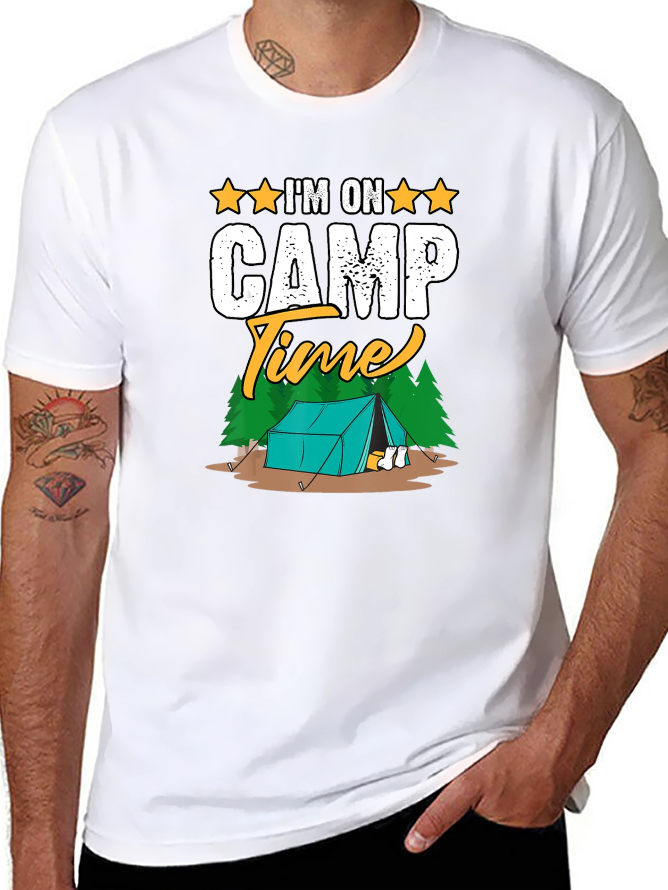 Camiseta Negra Im on Camp Time para Camping