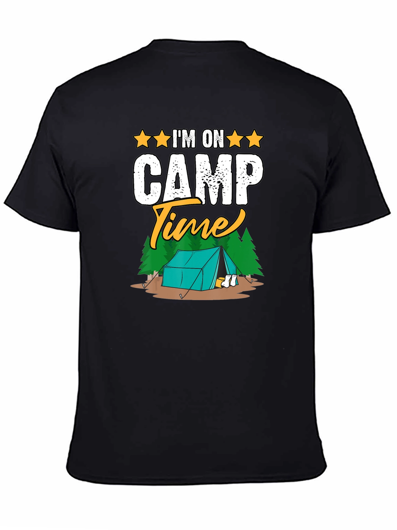 Camiseta Negra Im on Camp Time para Camping