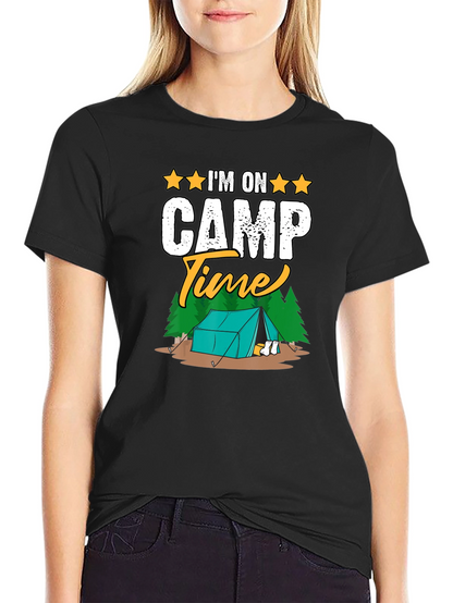 Camiseta Negra Im on Camp Time para Camping