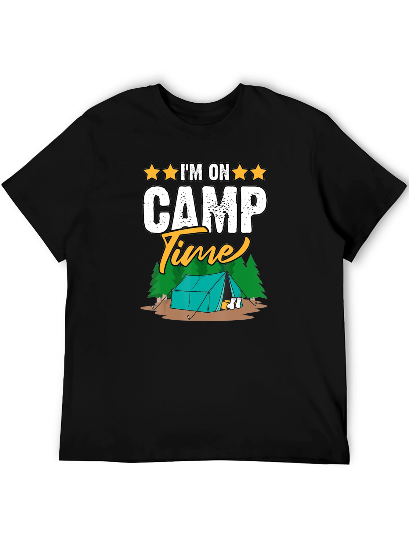 Camiseta Negra Im on Camp Time para Camping
