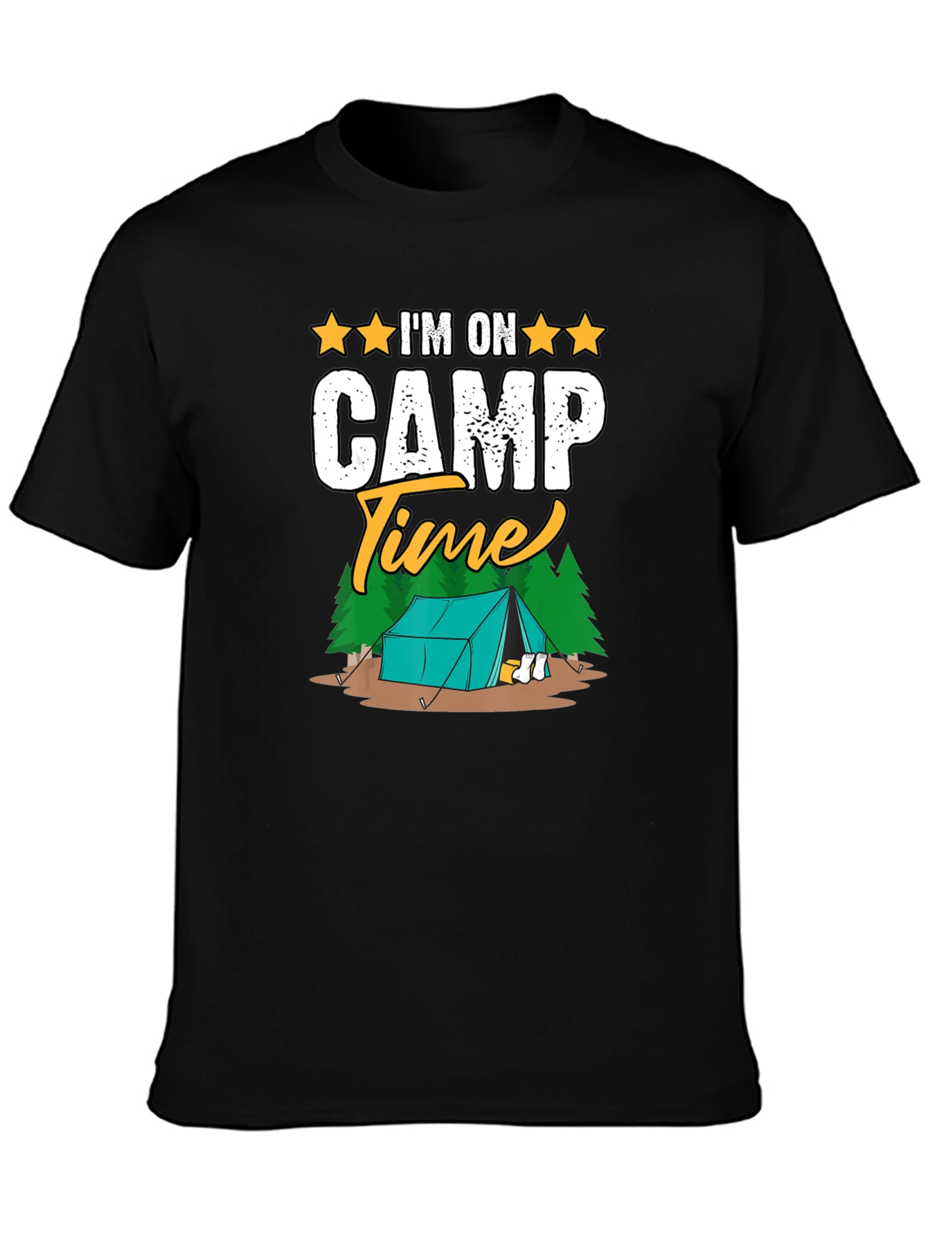 Camiseta Negra Im on Camp Time para Camping
