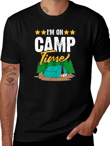 Camiseta Negra Im on Camp Time para Camping