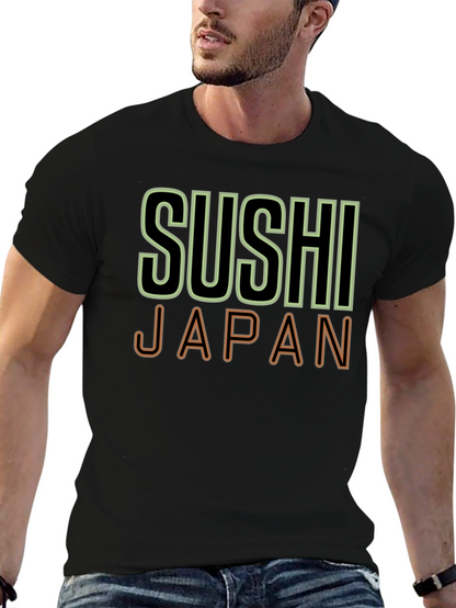 Camiseta Negra Sushi Japan Hombre Casual