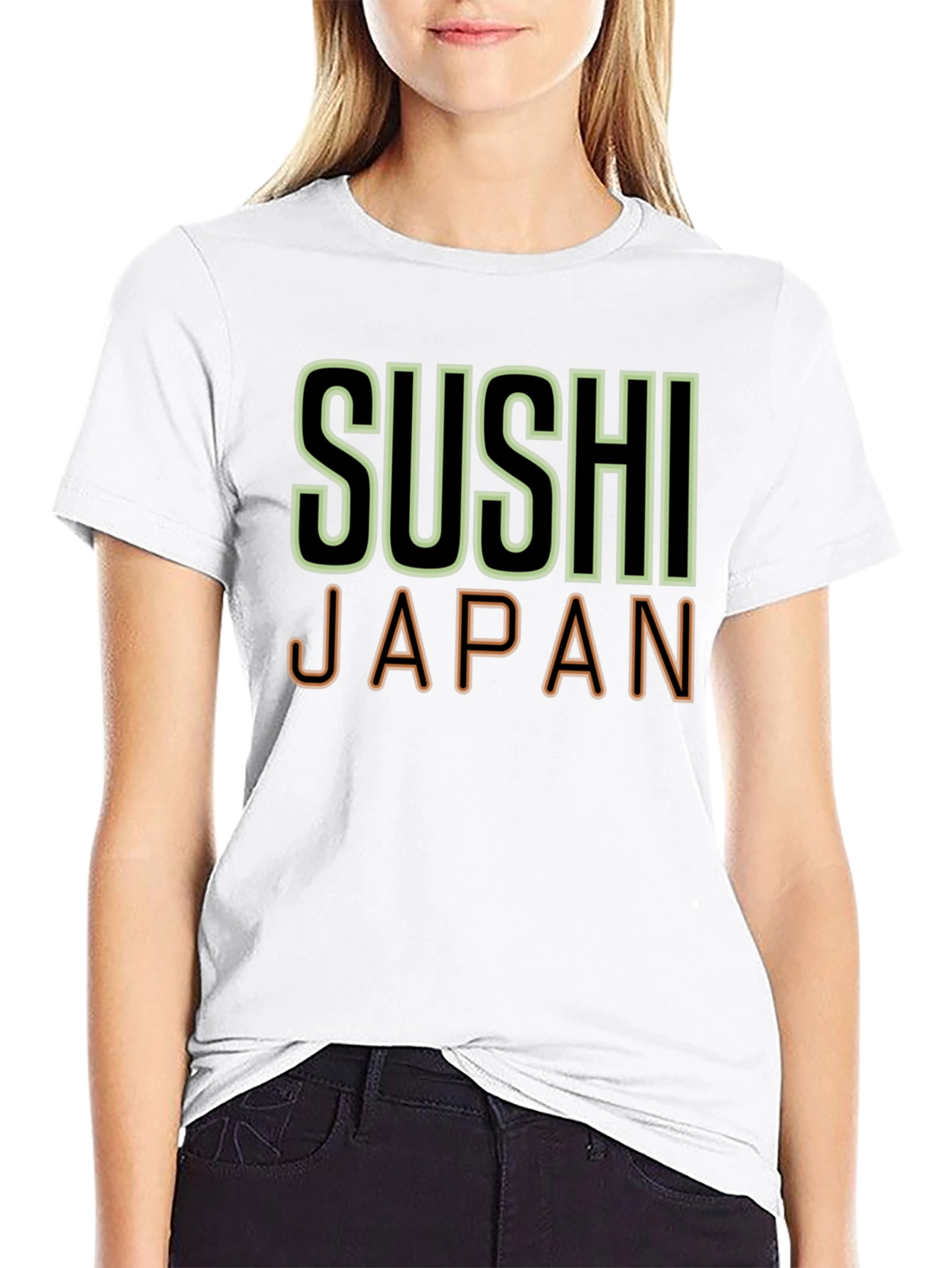 Camiseta Negra Sushi Japan Hombre Casual