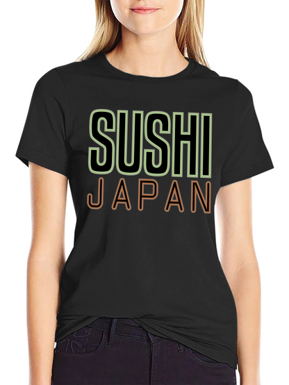 Camiseta Negra Sushi Japan Hombre Casual