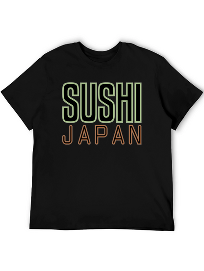 Camiseta Negra Sushi Japan Hombre Casual