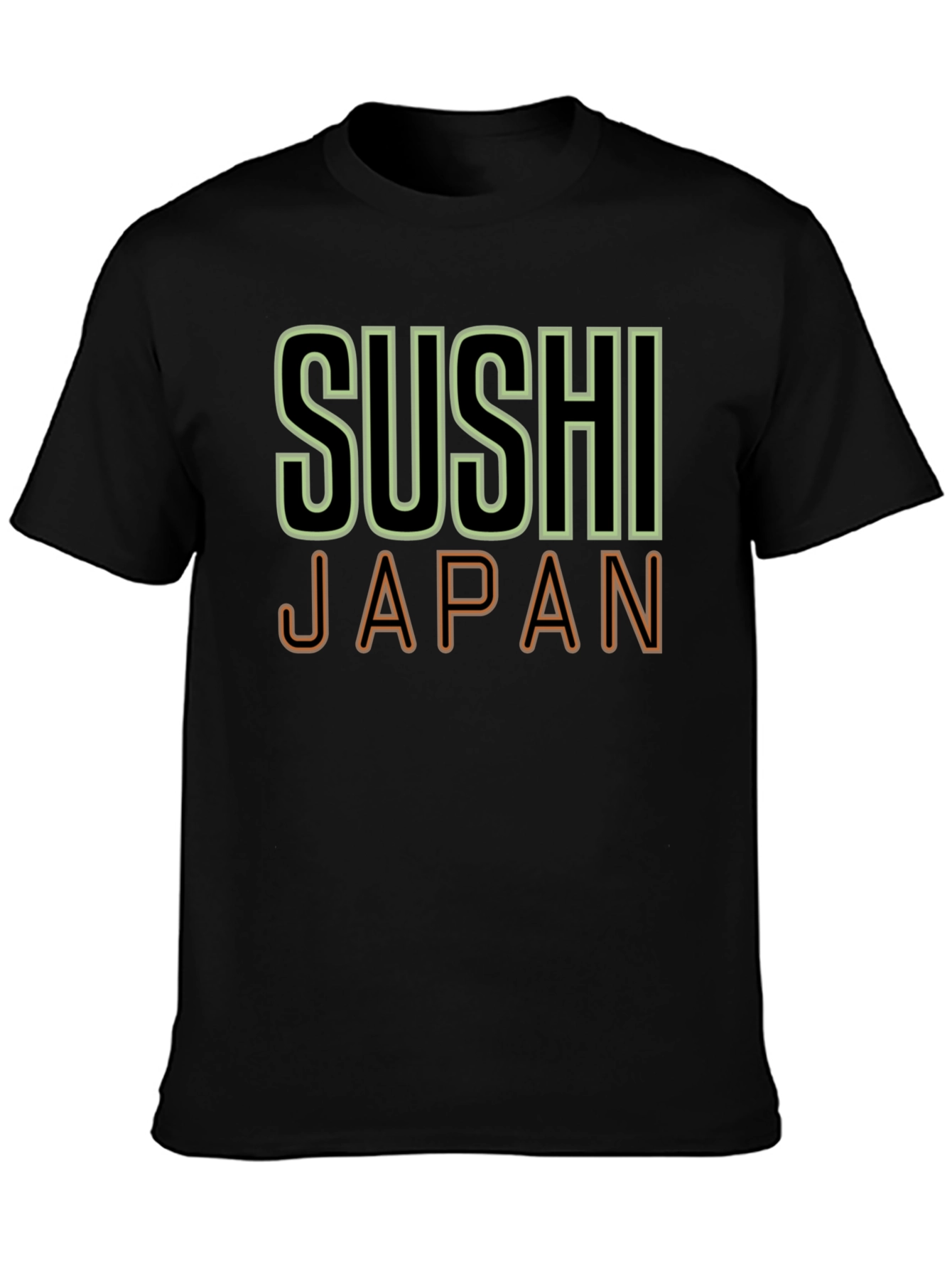 Camiseta Negra Sushi Japan Hombre Casual