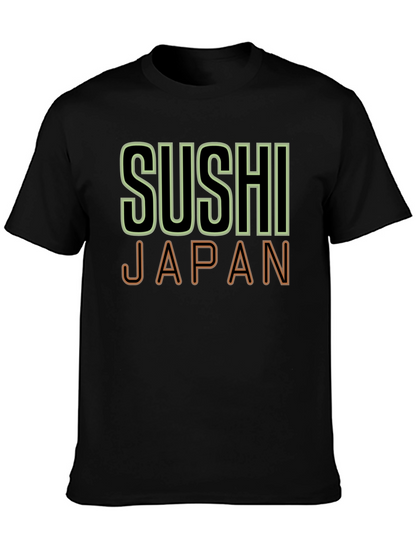 Camiseta Negra Sushi Japan Hombre Casual