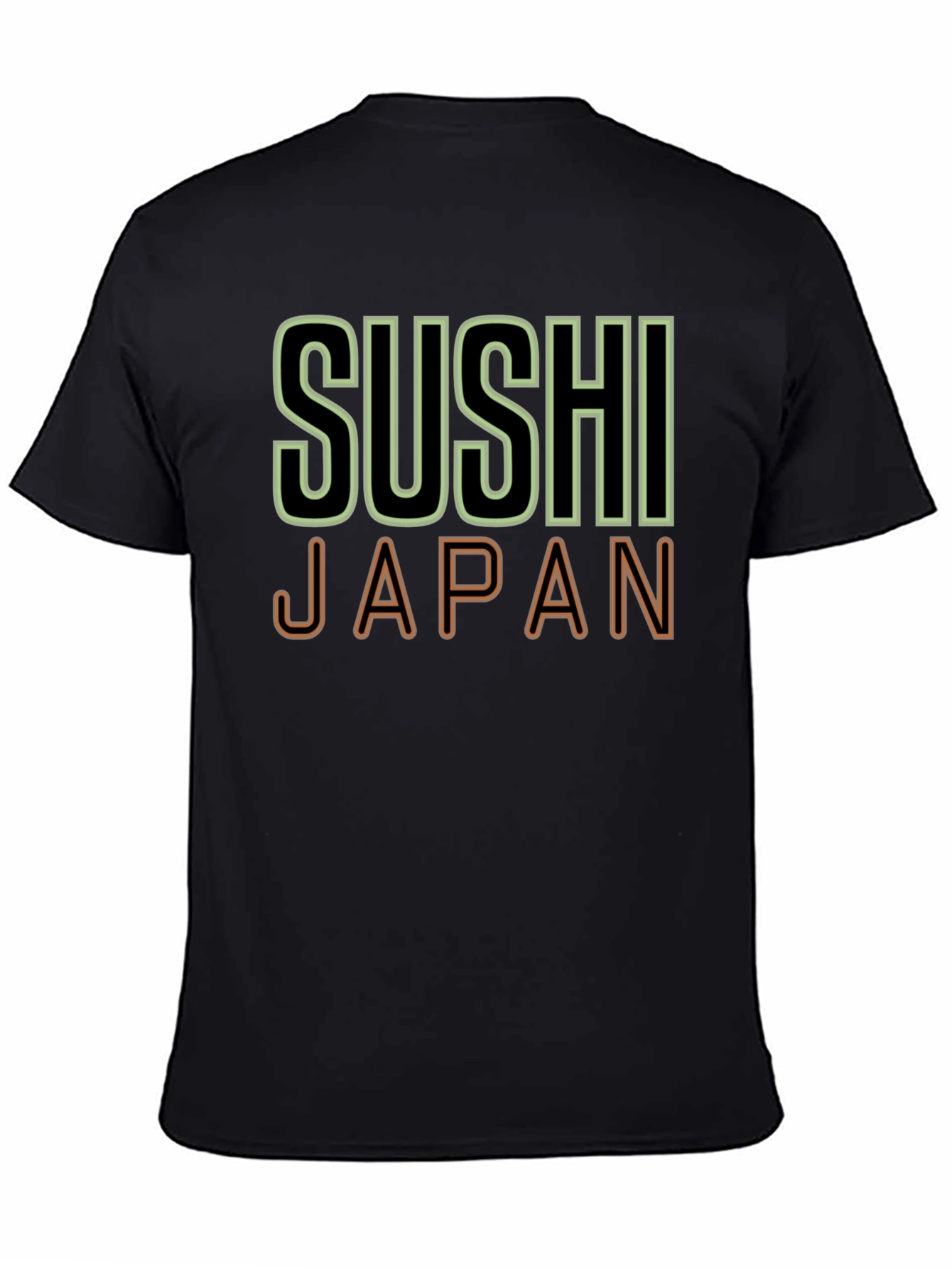 Camiseta Negra Sushi Japan Hombre Casual