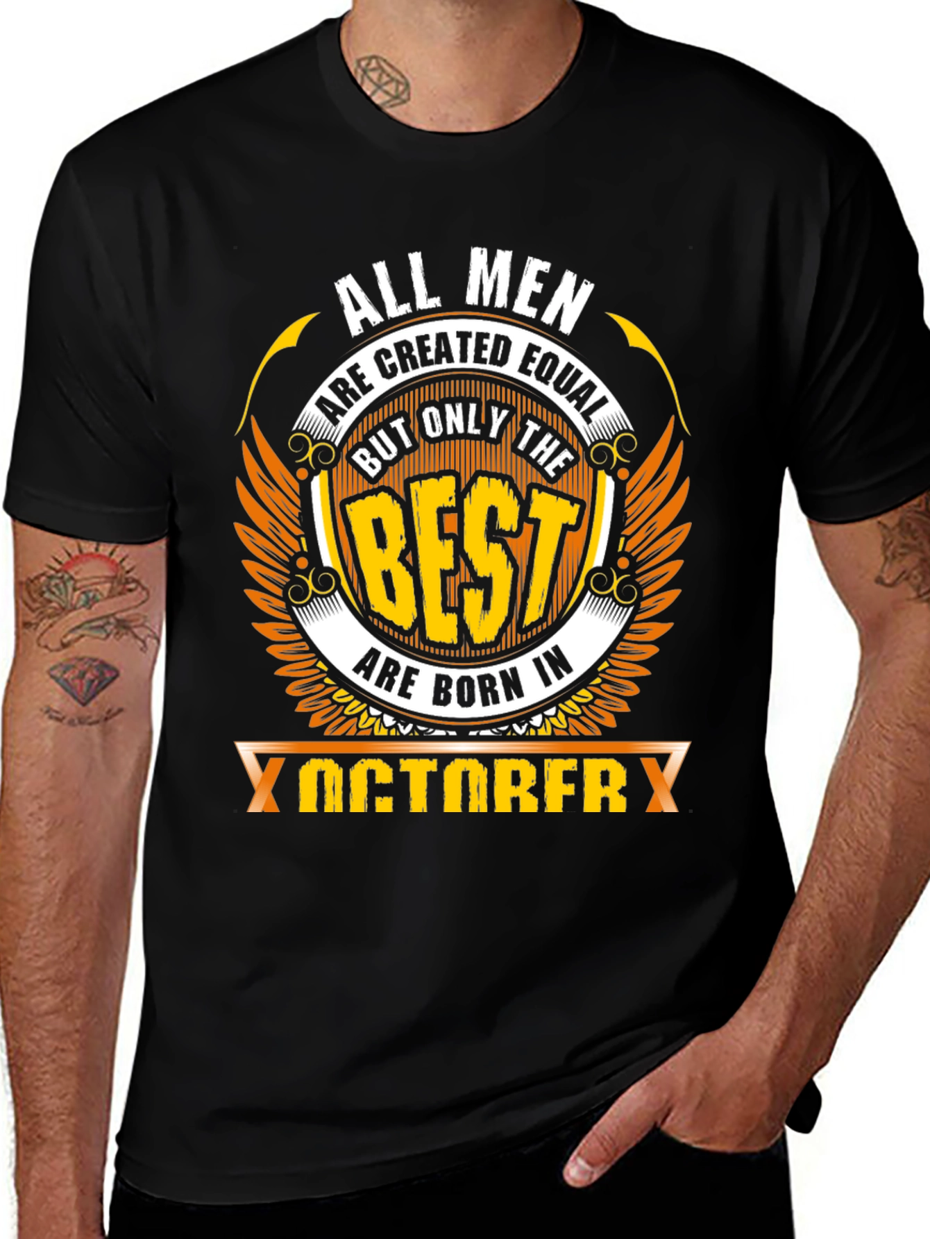 Camiseta Negra All Men Created Equal Nacidos en Octubre