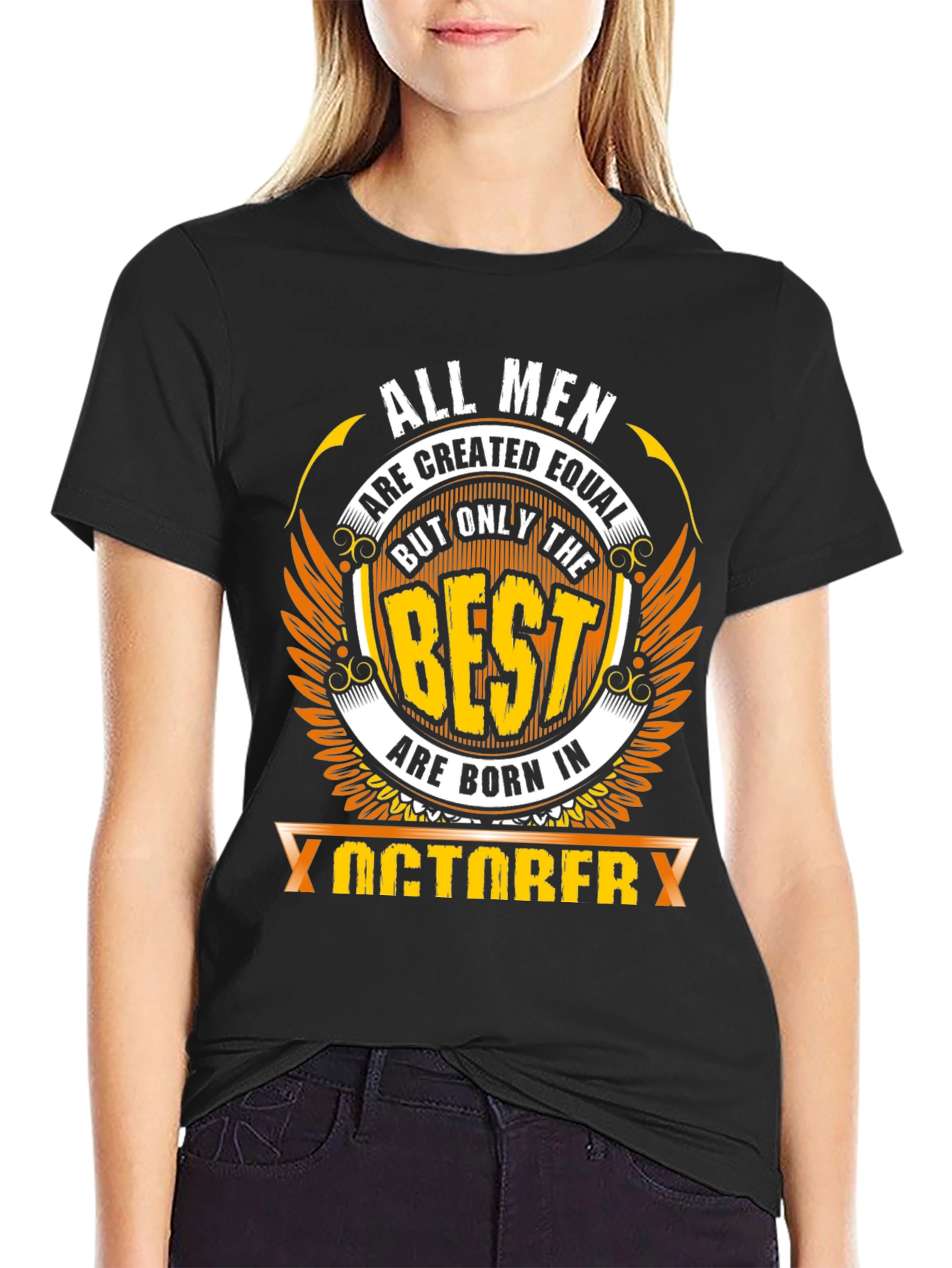 Camiseta Negra All Men Created Equal Nacidos en Octubre