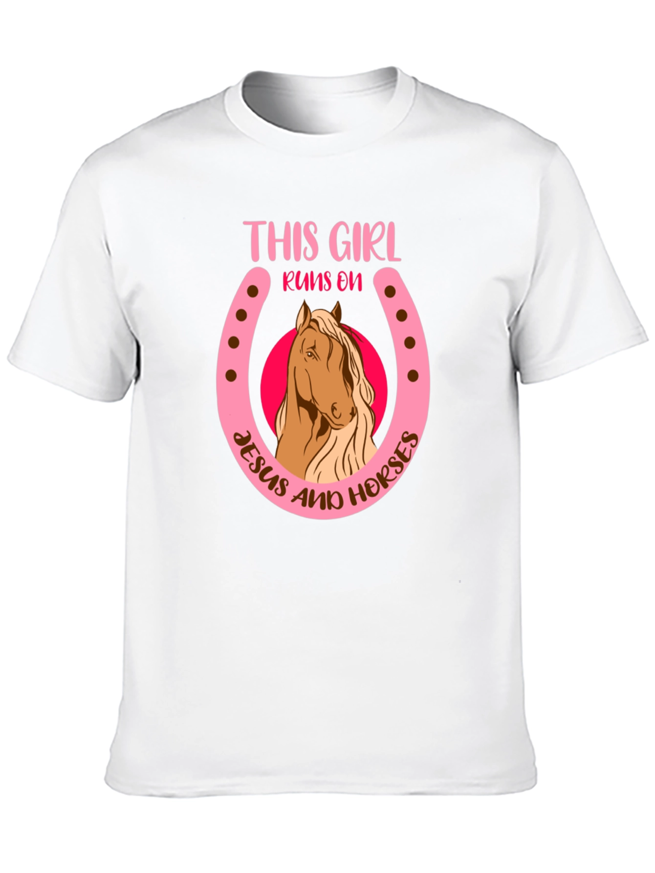 Camiseta Negra: Chica Jesús y Caballos