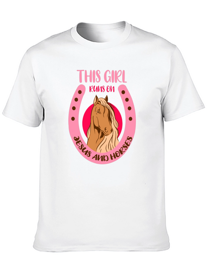 Camiseta Negra: Chica Jesús y Caballos